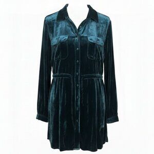 Coldwater Creek Emerald Crushed-Velvet Peplum Top